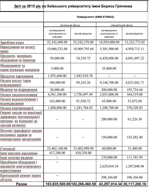 Звіт за 2015 рік (Університет)