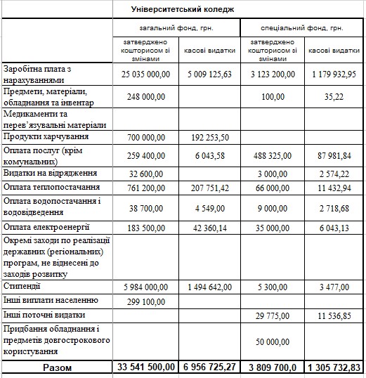 koshtorys univ koledzh